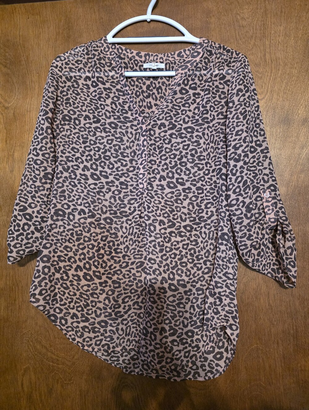 Maurices Leopard Print Button-Up Blouse in Beige and Black